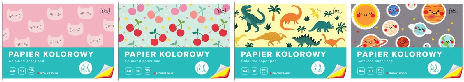 Zeszyt papierów kolorowych A4 Interdruk